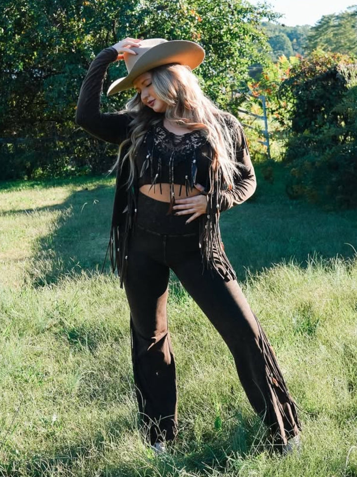 Fringe & Feather Mineral Wash Western Jacket