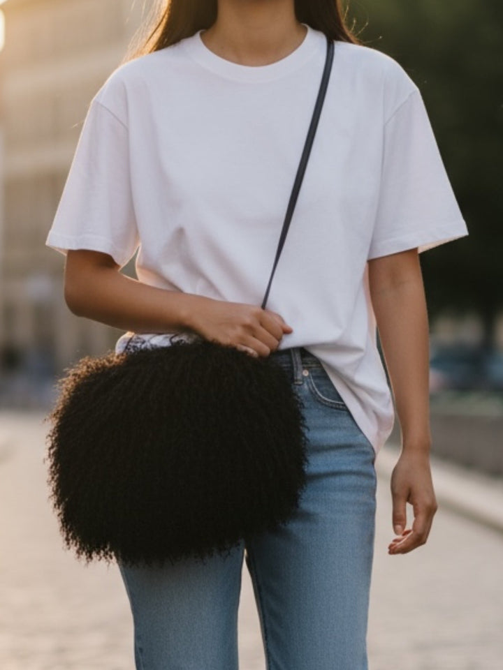 Black Tibetan Lamb Muff Bag
