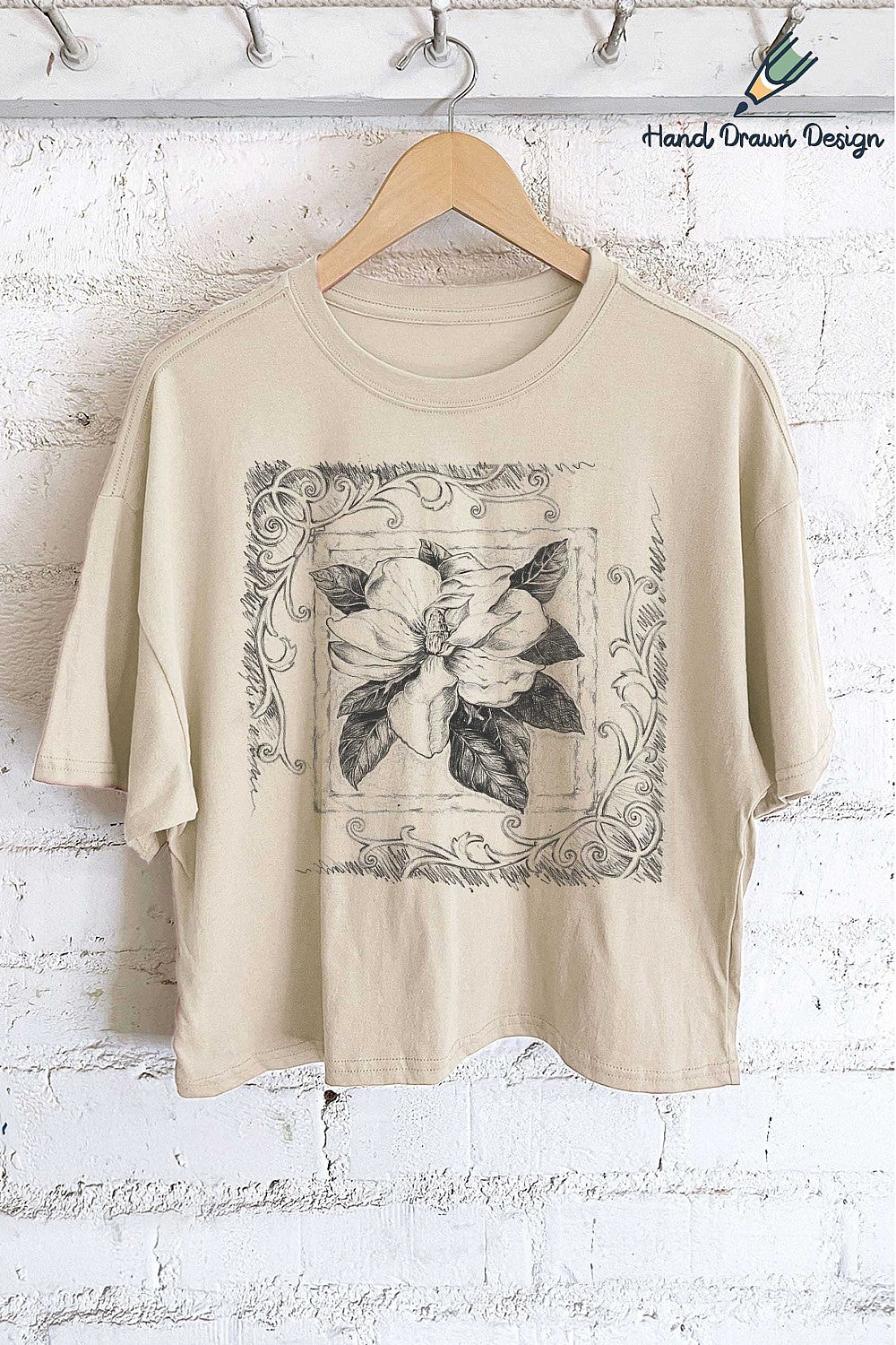 Flower Sketch Long Crop Tee