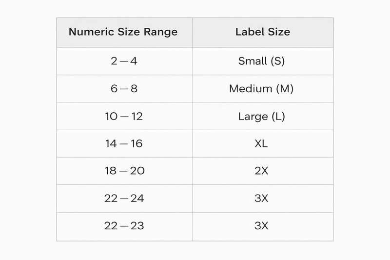 Lucky & Blessed size chart
