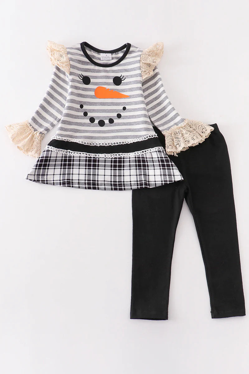 Girls Snowman Ruffel Set - Salt and Grace Boutique