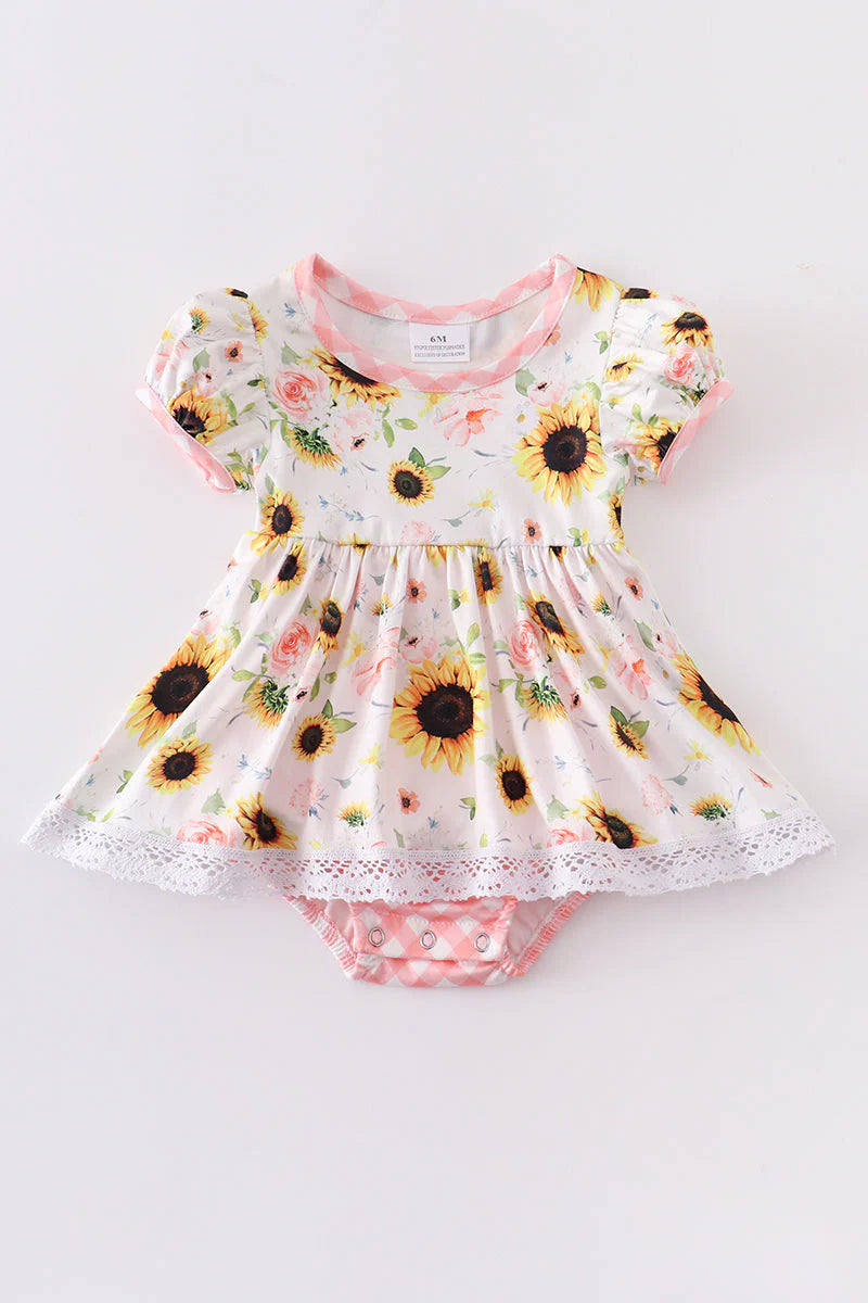 Sunflower Ruffle Baby Romper - Salt and Grace Boutique
