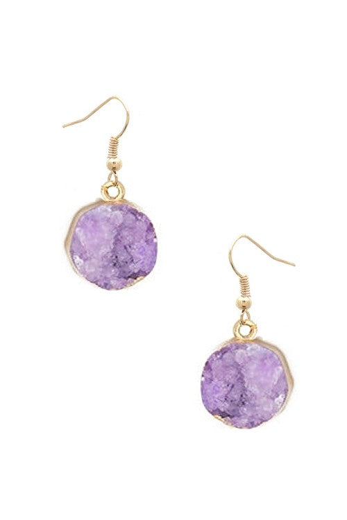 Round Druzy Stone Earrings - Salt and Grace Boutique