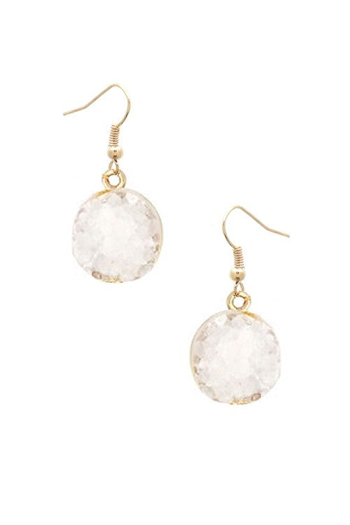 Round Druzy Stone Earrings - Salt and Grace Boutique