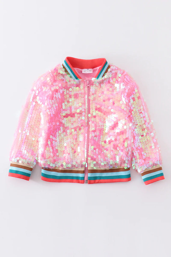 Girls Pink Sequin Jacket - Salt and Grace Boutique