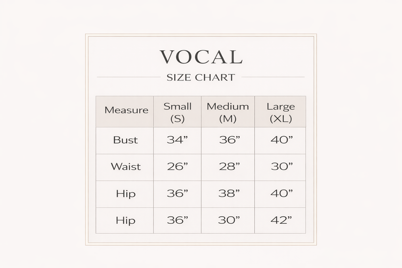 Vocal size chart