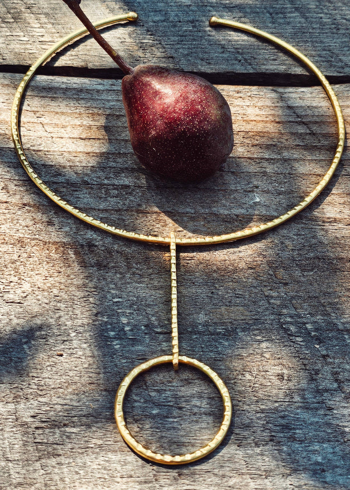Brass drop circle handcrafted Choker necklace