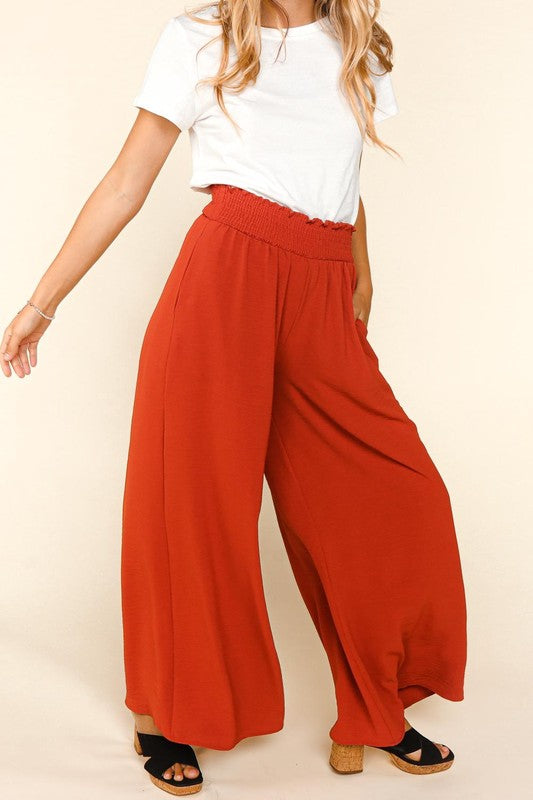 Smocked Waist Wide Leg Pants - Salt and Grace Boutique