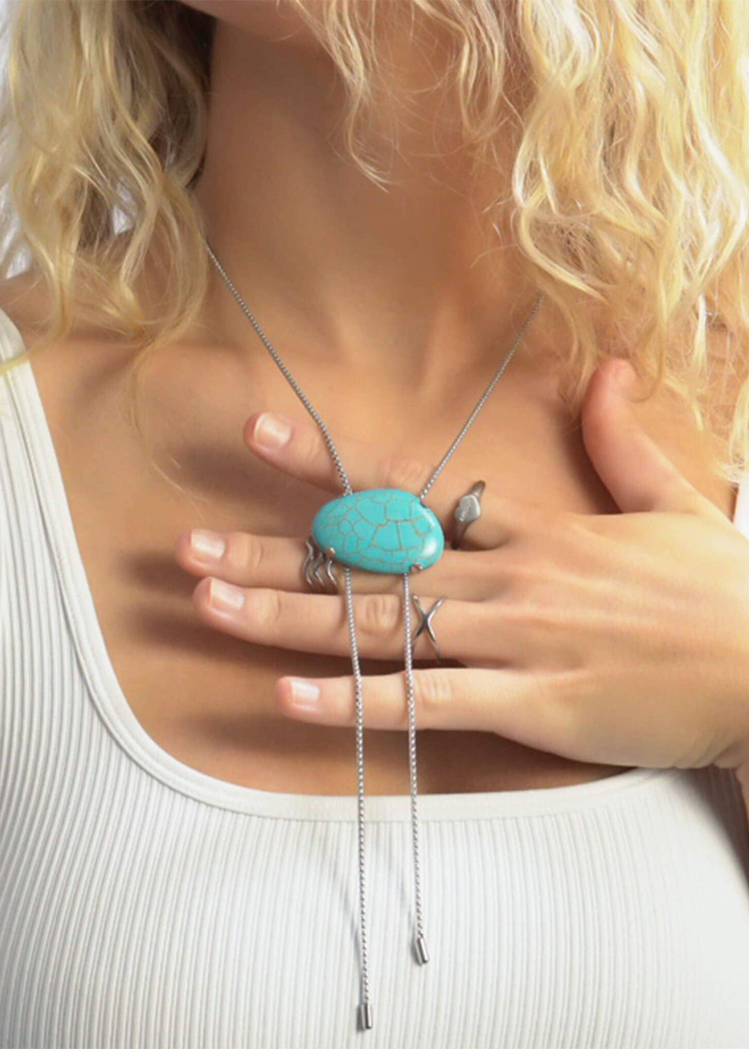 Turquoise Charm Bolo Necklace