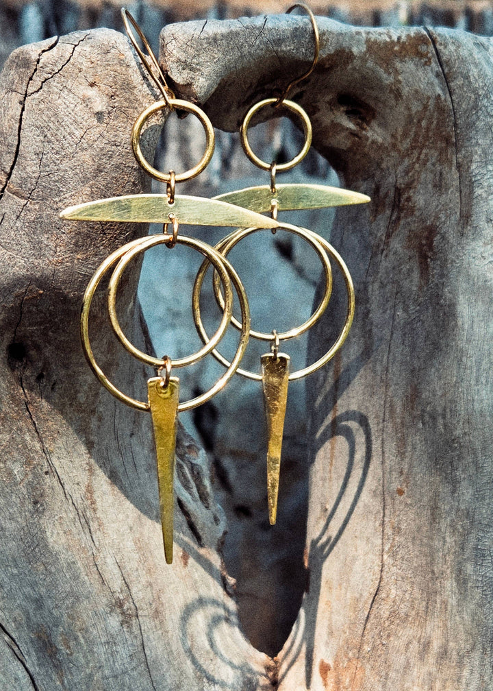 Brass Hoop Light Chandelier Earrings