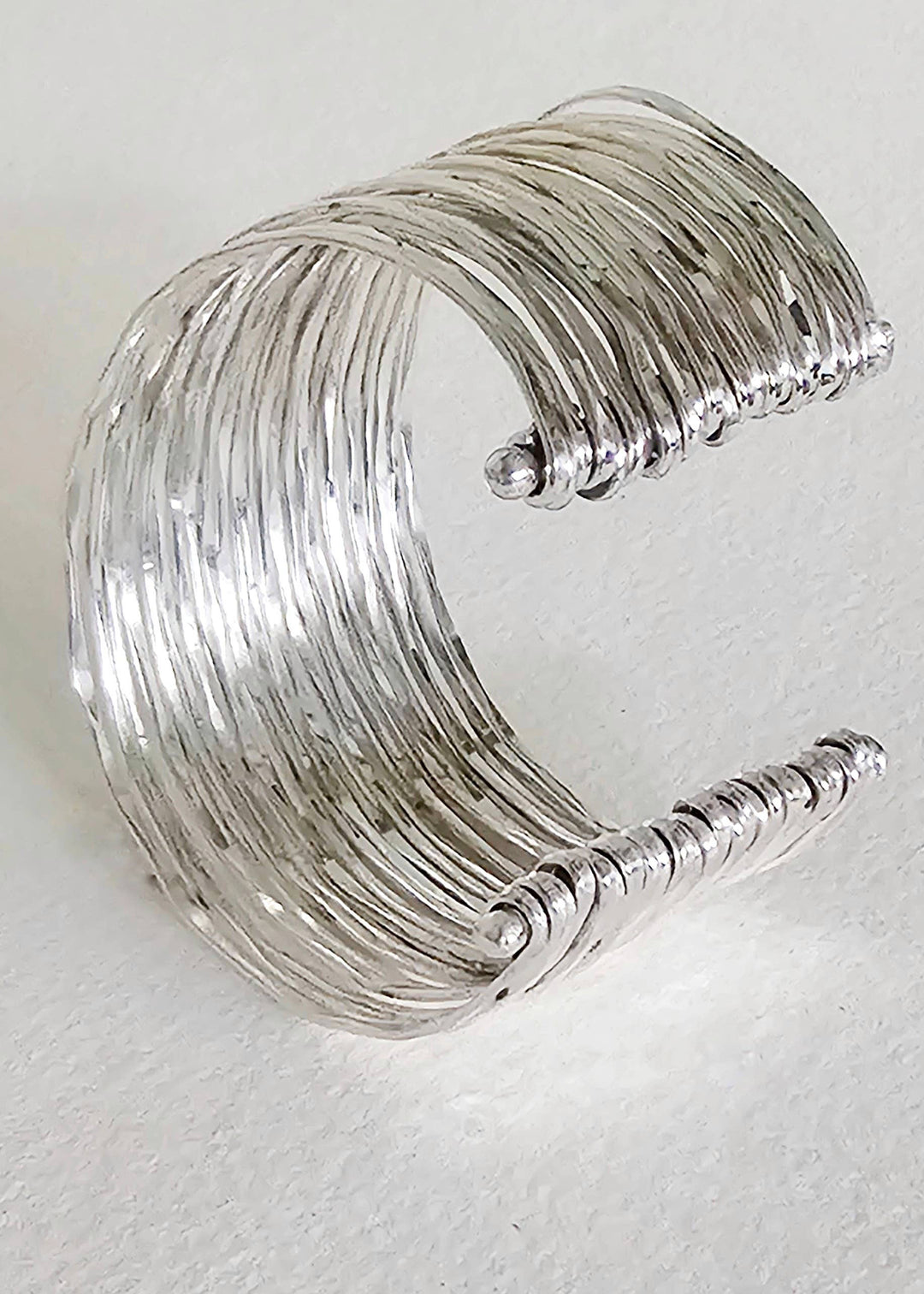 Silver multi layered wire bohemian cuff bracelet Handmade product