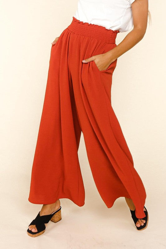 Smocked Waist Wide Leg Pants - Salt and Grace Boutique