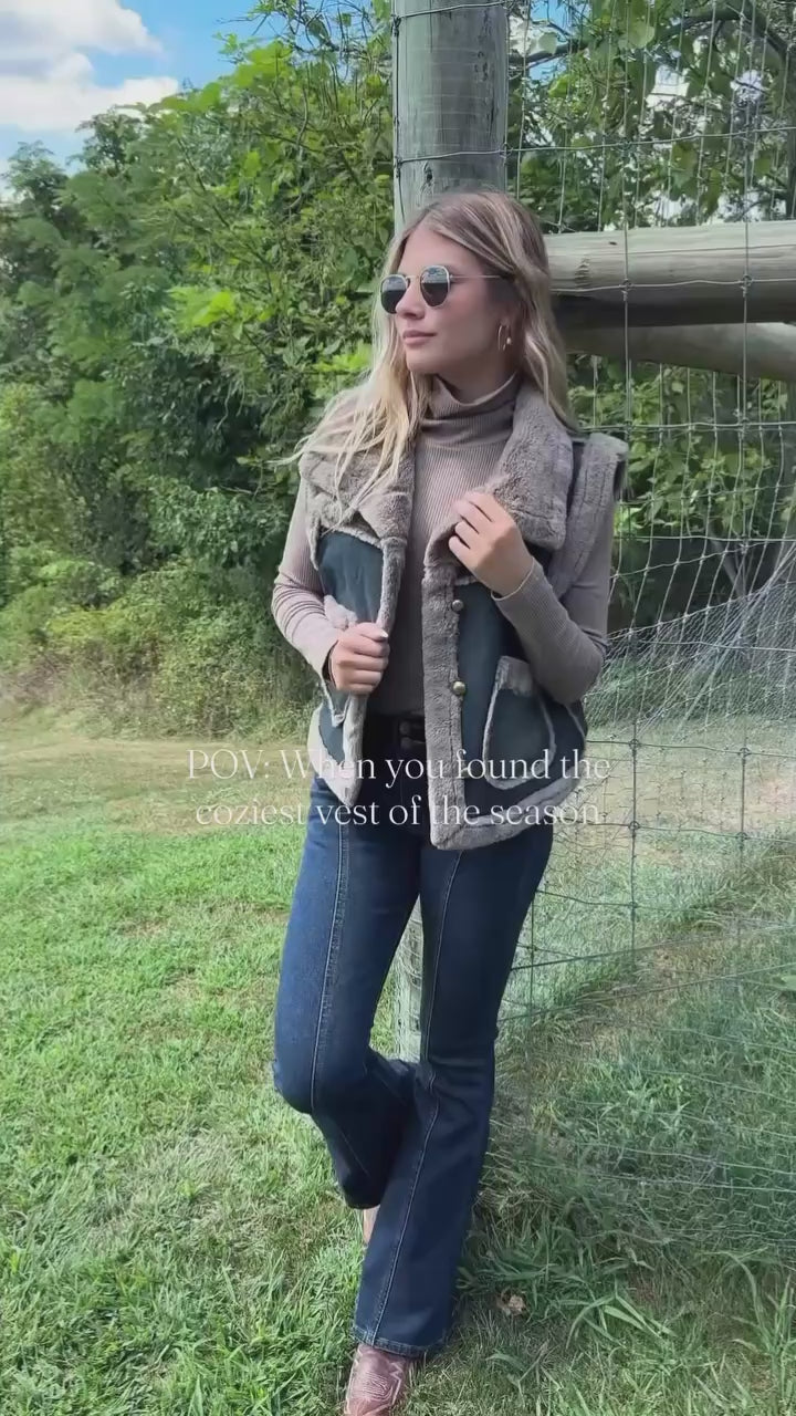 Faux Fur Denim Vest
