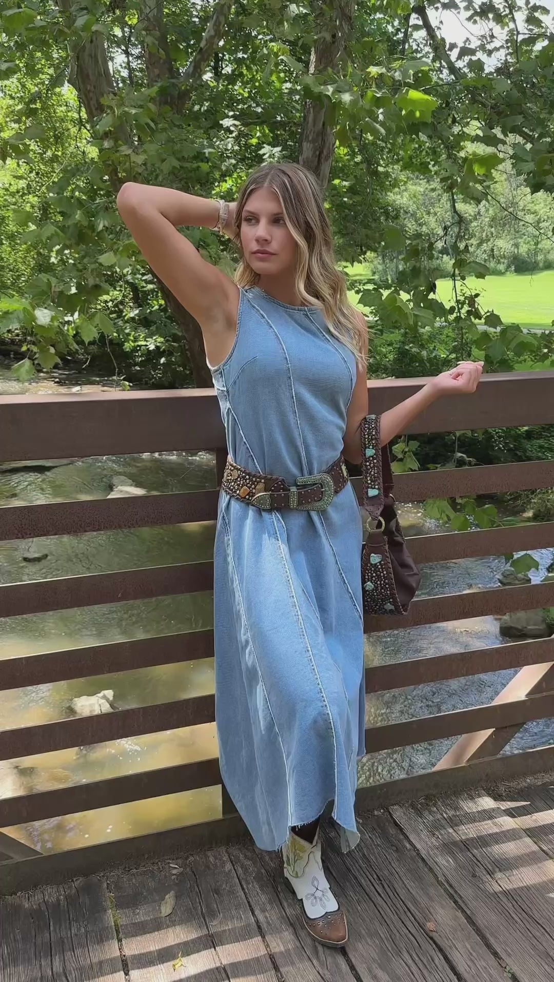 Classic Cowgirl Denim Maxi Dress