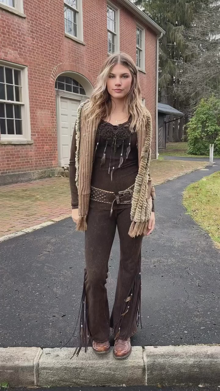 Natural Rex Rabbit Pocket Shawl Vest