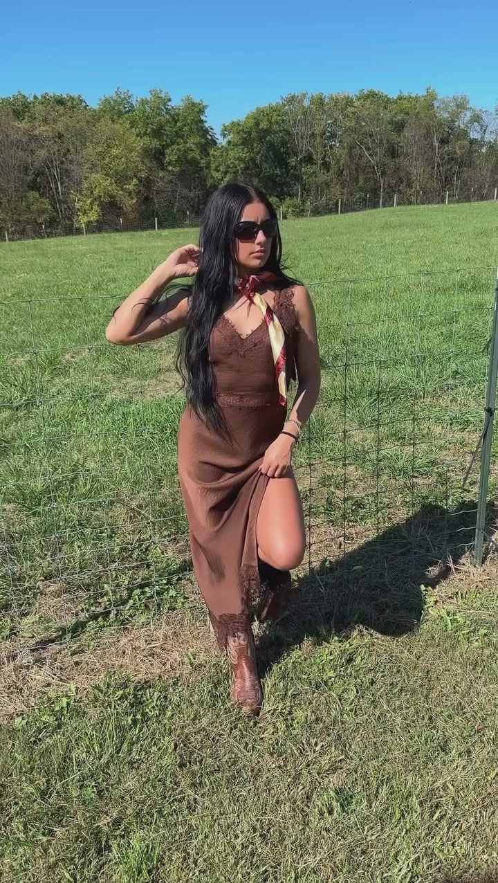 Isabella Satin Side Slit Maxi Dress