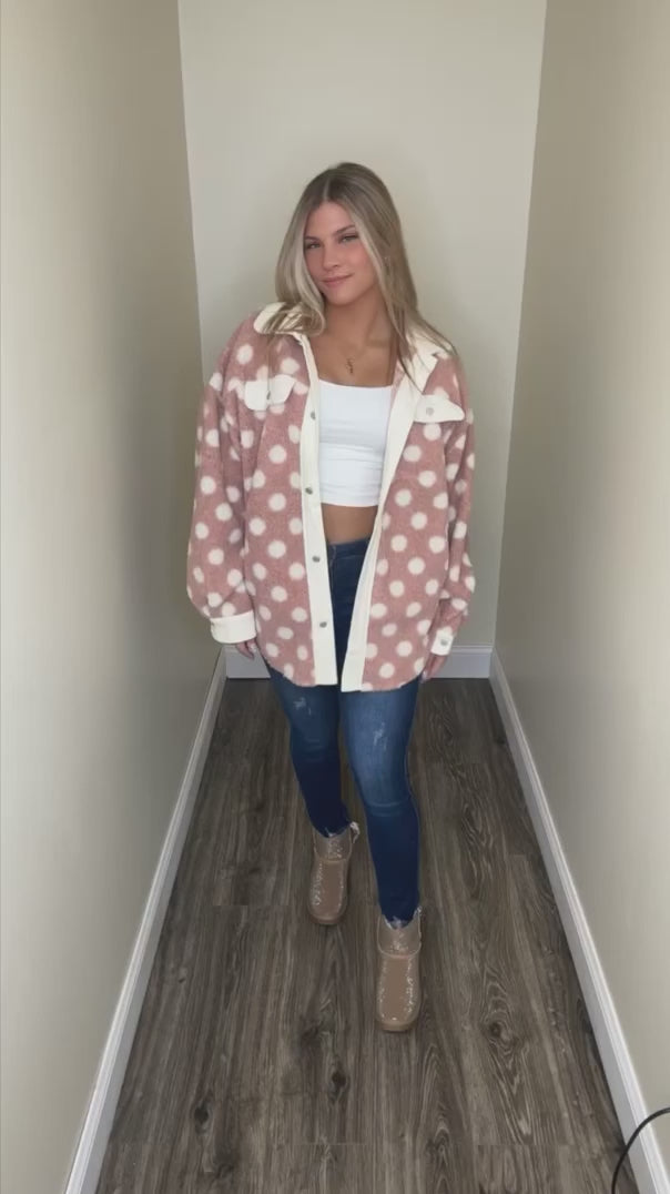 Corduroy Polka Dot Fleece Shacket