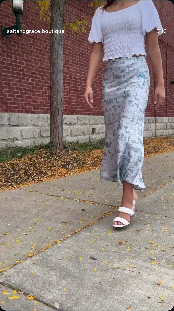 Cowgirl Chic High-Rise Elastic Waist Maxi Skirt