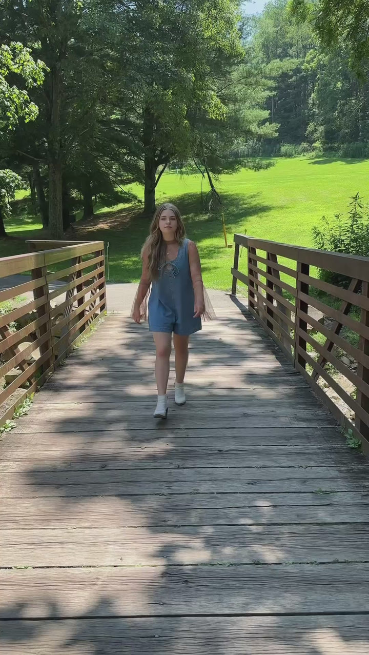 Giddy Up Cowgirl Denim Romper