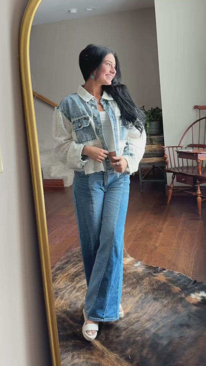POL Dreamy Denim Lace Jacket
