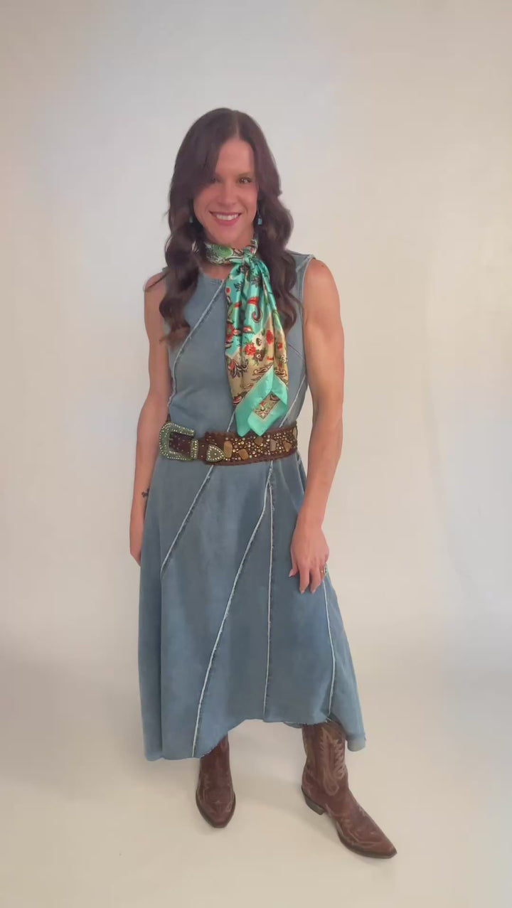 Classic Cowgirl Denim Maxi Dress