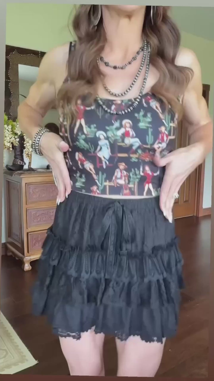 Lace Tiered Ruffle Shorts