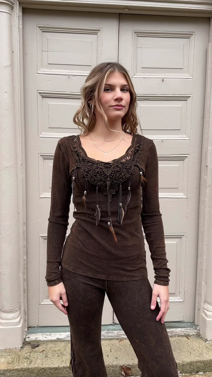 Fringe & Features Long Sleeve Top