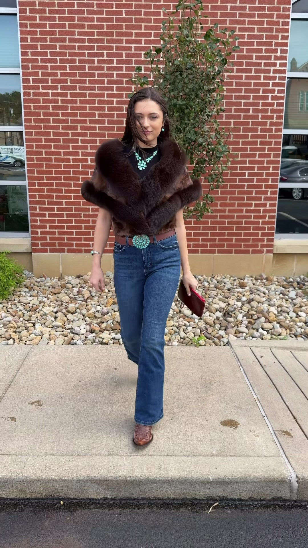 Premium Brown Mink & Fox Fur Cape