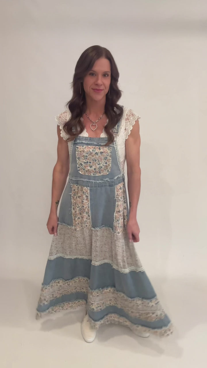 POL Denim Overall Maxi Dress