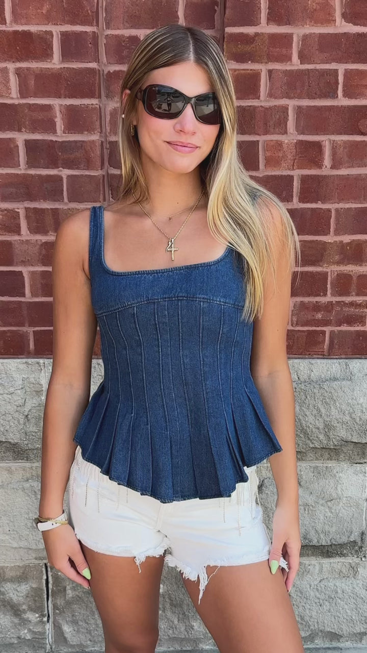 Peplum Denim Tank